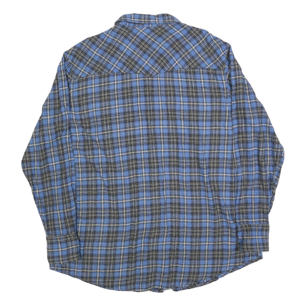 WRANGLER Mens Blue & Grey Check Shirt 2XL Cotton Blend Casual Button Front