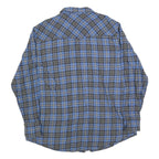 WRANGLER Mens Blue & Grey Check Shirt 2XL Cotton Blend Casual Button Front