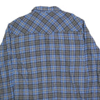 WRANGLER Mens Blue & Grey Check Shirt 2XL Cotton Blend Casual Button Front
