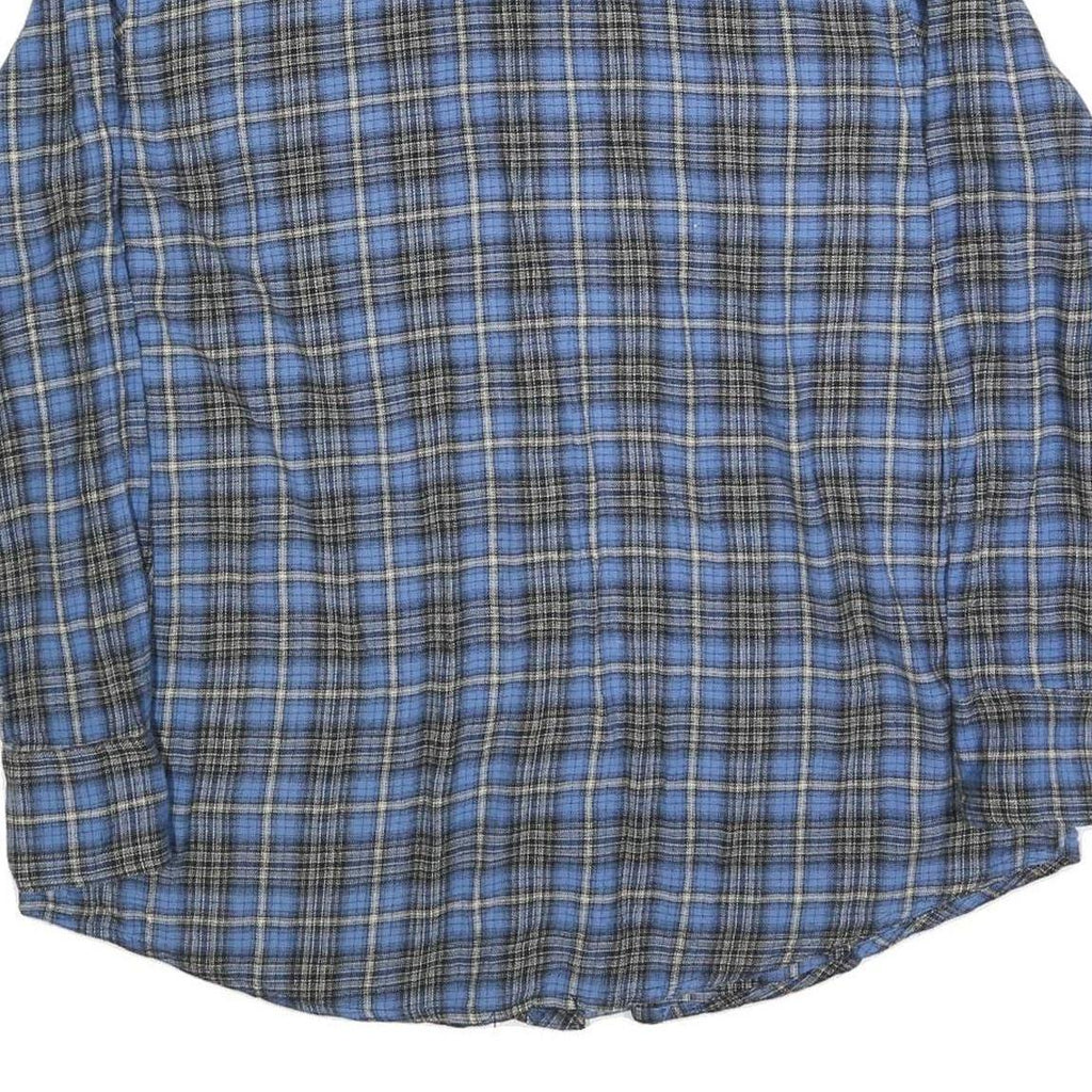 WRANGLER Mens Blue & Grey Check Shirt 2XL Cotton Blend Casual Button Front