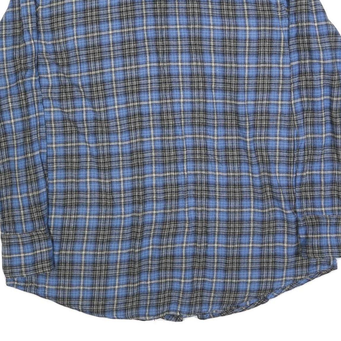 WRANGLER Mens Blue & Grey Check Shirt 2XL Cotton Blend Casual Button Front