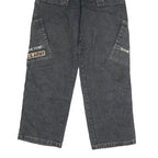 Mens Regular Fit Black Denim Cargo Jeans W22 L26 U.S. Army Patch