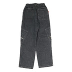 Mens Regular Fit Black Denim Cargo Jeans W22 L26 U.S. Army Patch