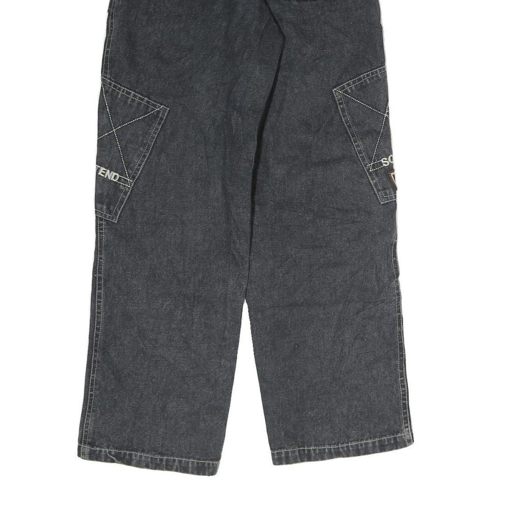 Mens Regular Fit Black Denim Cargo Jeans W22 L26 U.S. Army Patch