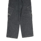 Mens Regular Fit Black Denim Cargo Jeans W22 L26 U.S. Army Patch