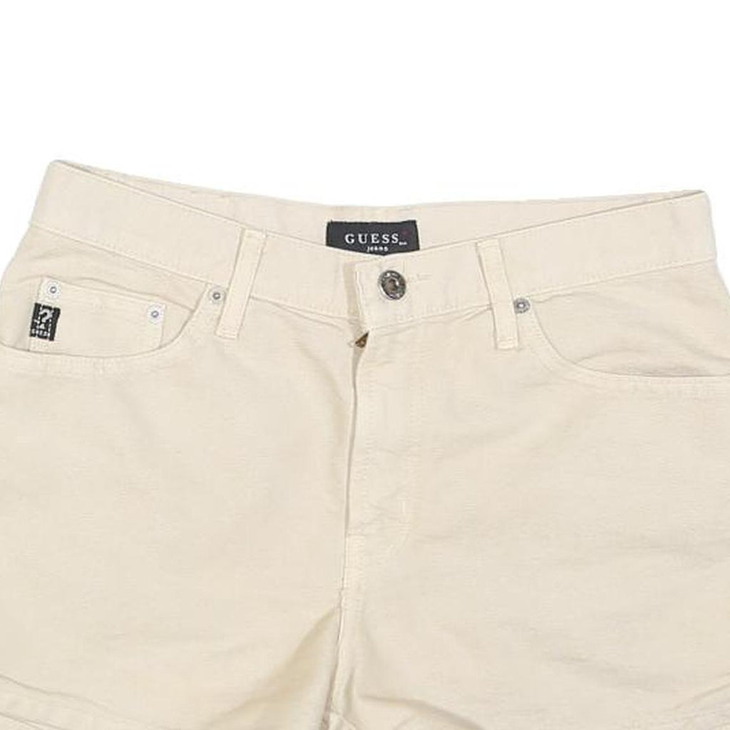 GUESS Womens Shorts Cream Casual Plain S W28 Summer Cotton Blend