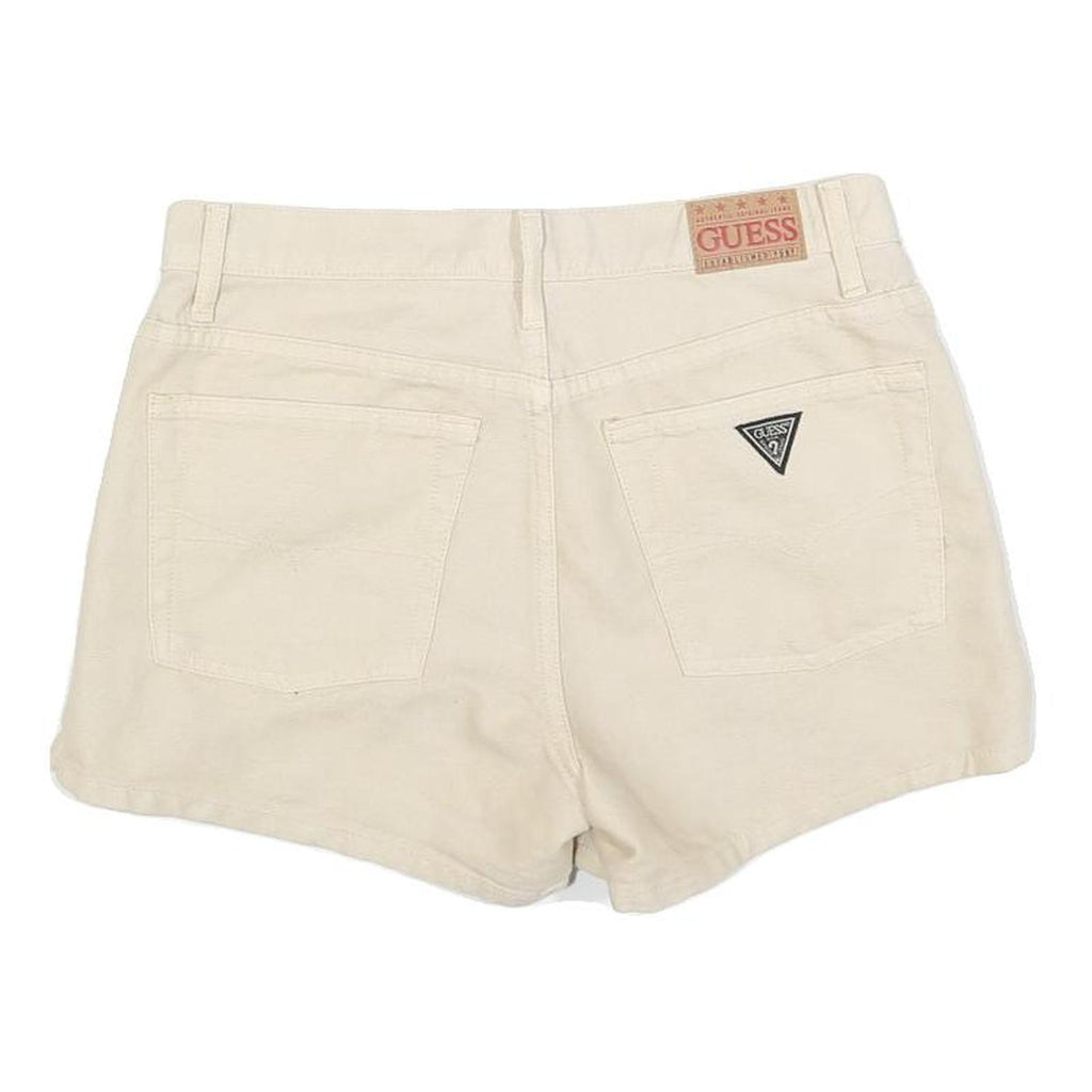 GUESS Womens Shorts Cream Casual Plain S W28 Summer Cotton Blend
