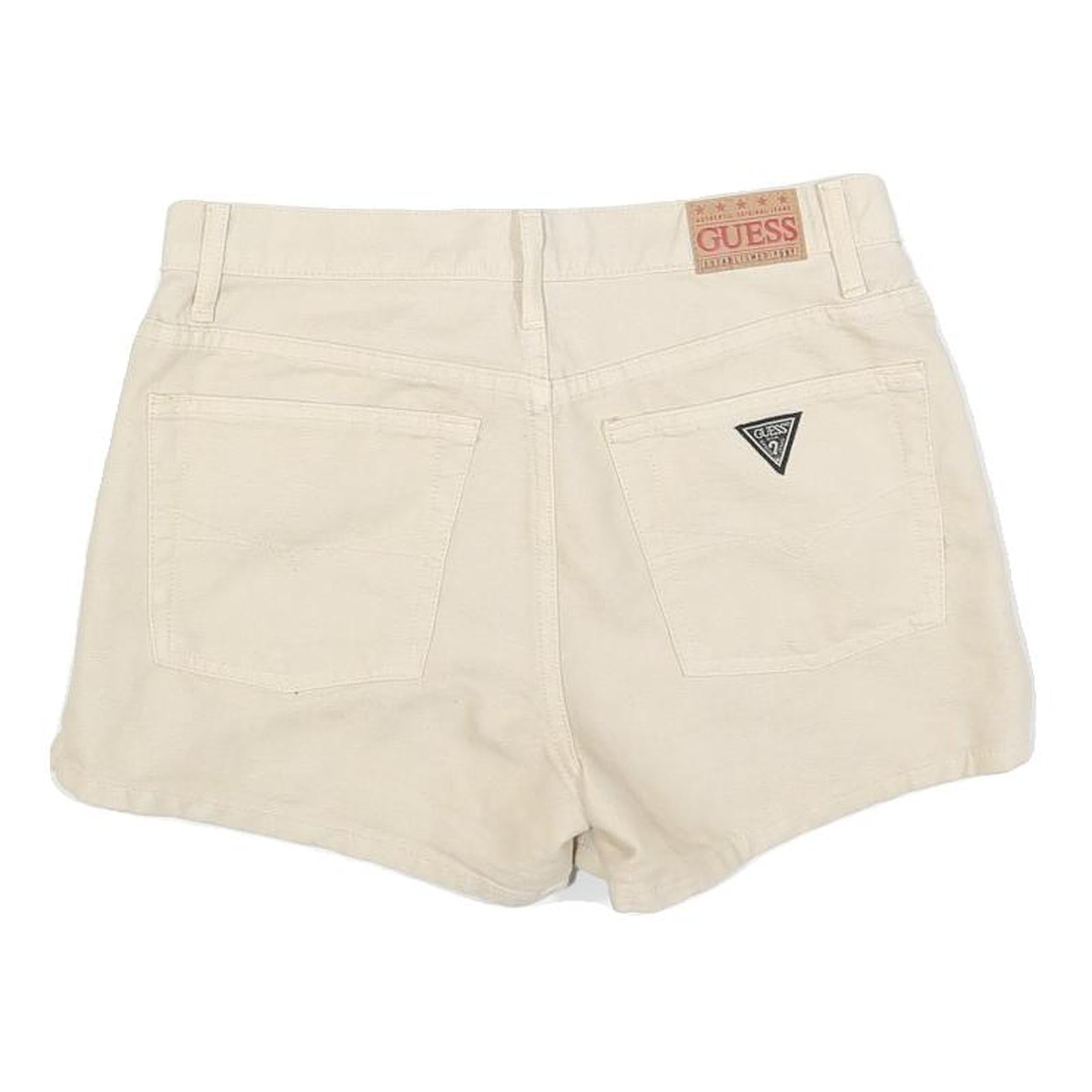 GUESS Womens Shorts Cream Casual Plain S W28 Summer Cotton Blend