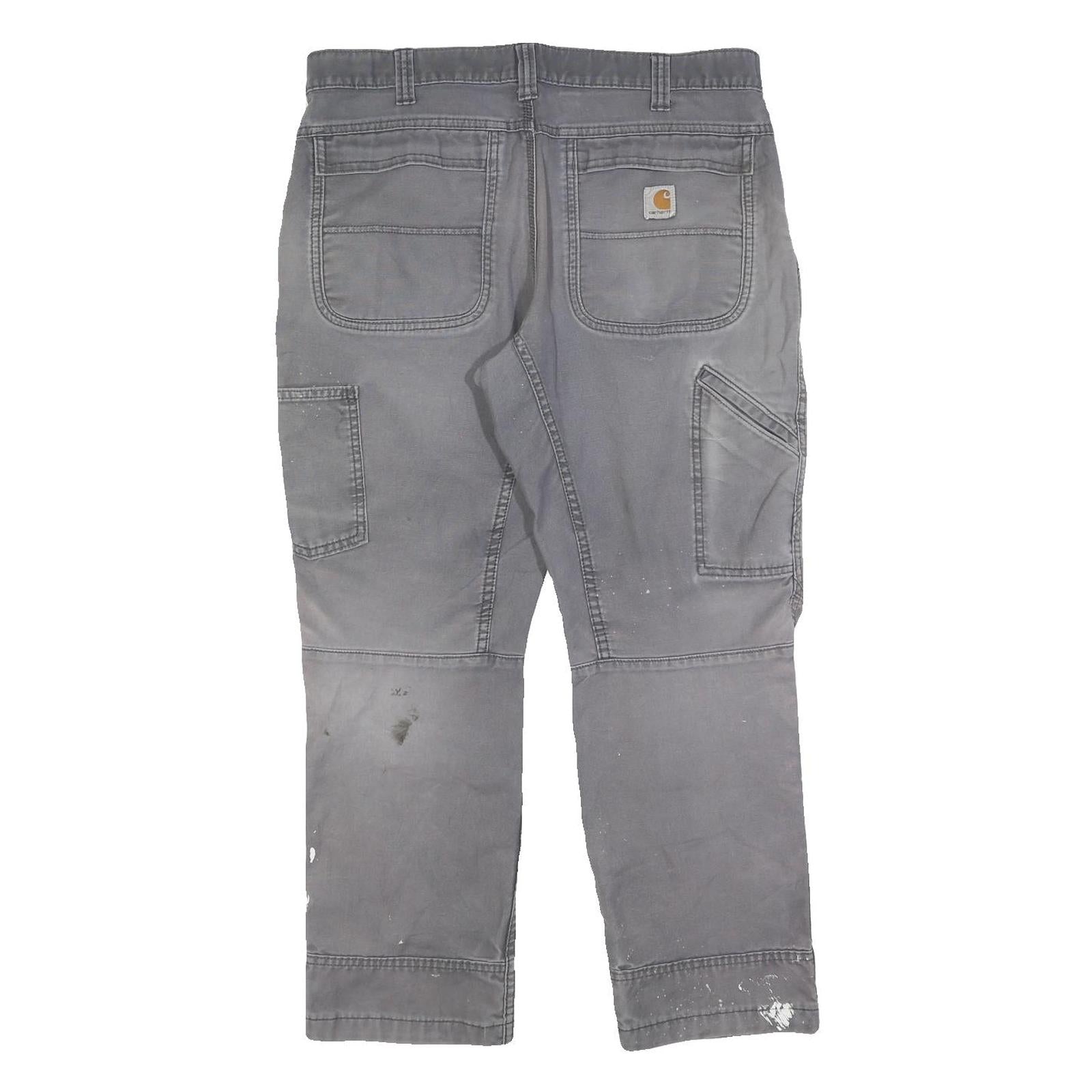 CARHARTT Mens Cotton Blend Grey Relaxed Fit Straight Leg Trousers W36 L27