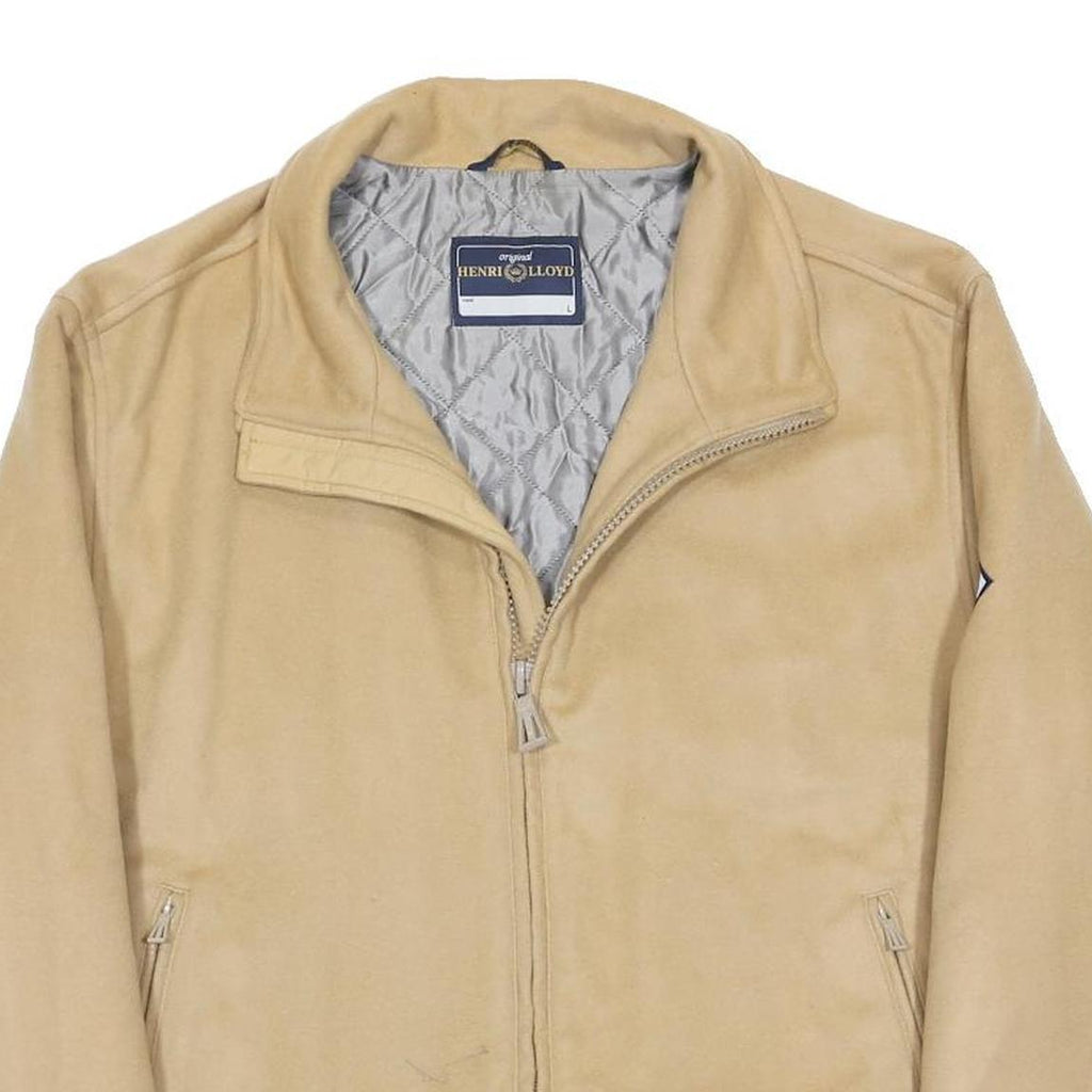 HENRI LLOYD Mens Beige Jacket L Cotton Blend Zip Plain Casual Stylish Overcoat