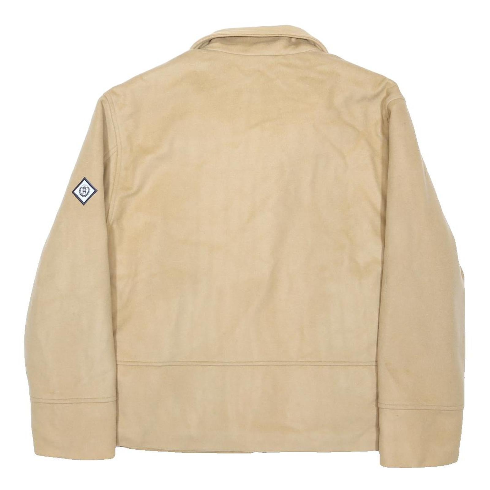 HENRI LLOYD Mens Beige Jacket L Cotton Blend Zip Plain Casual Stylish Overcoat