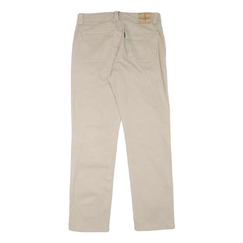 JECKERSON Mens Cotton Blend Beige Regular Fit Trousers W31 L31 Button Closure