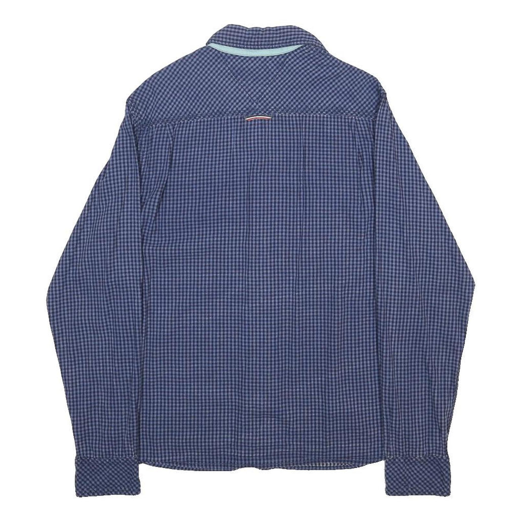 HILFIGER DENIM Mens Blue Check Shirt S Cotton Casual Button Up