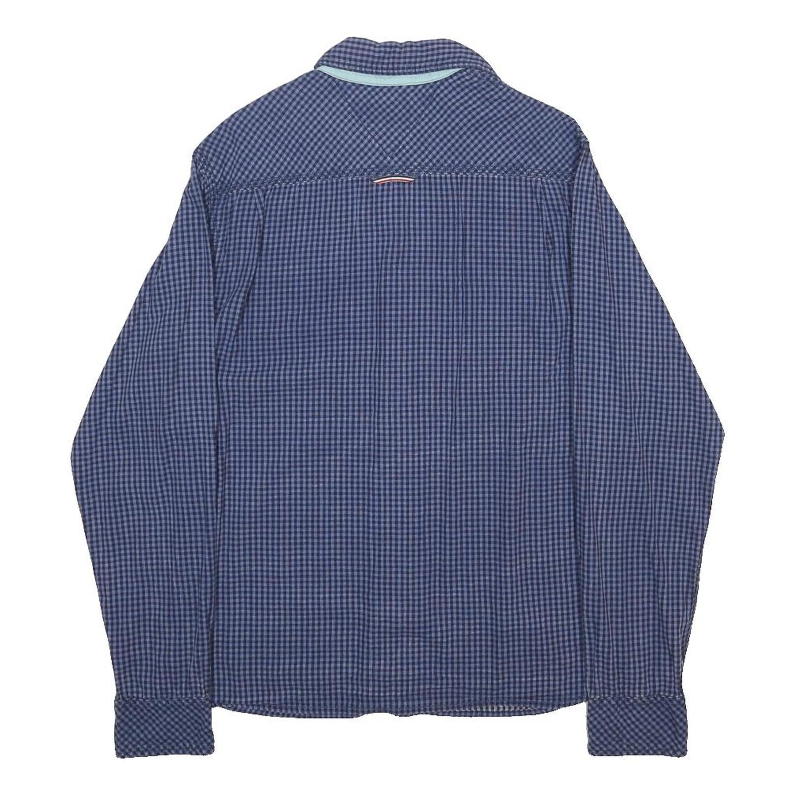 HILFIGER DENIM Mens Blue Check Shirt S Cotton Casual Button Up