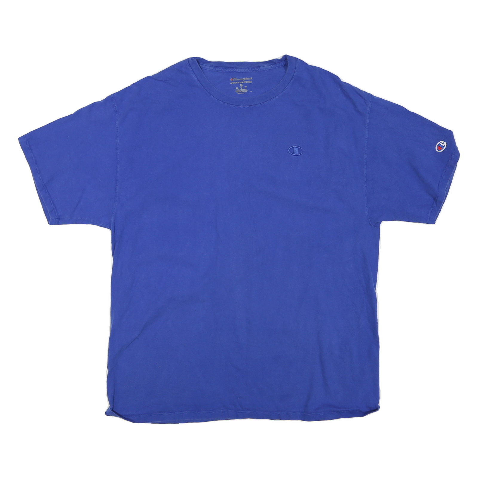 CHAMPION Mens Blue Crew Neck T-Shirt 2XL Short Sleeve Cotton Blend Casual