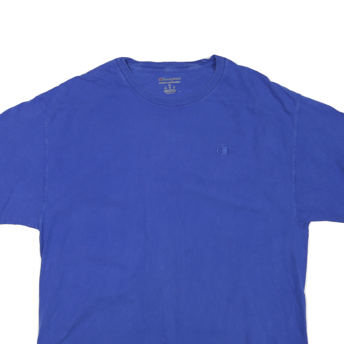 CHAMPION Mens Blue Crew Neck T-Shirt 2XL Short Sleeve Cotton Blend Casual