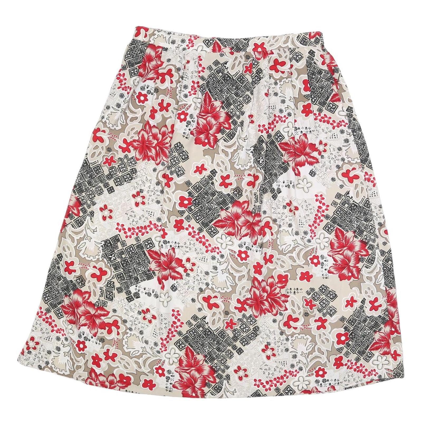 SAG HARBOR Womens Red Beige Floral Print A-Line Knee Length Polyester Blend