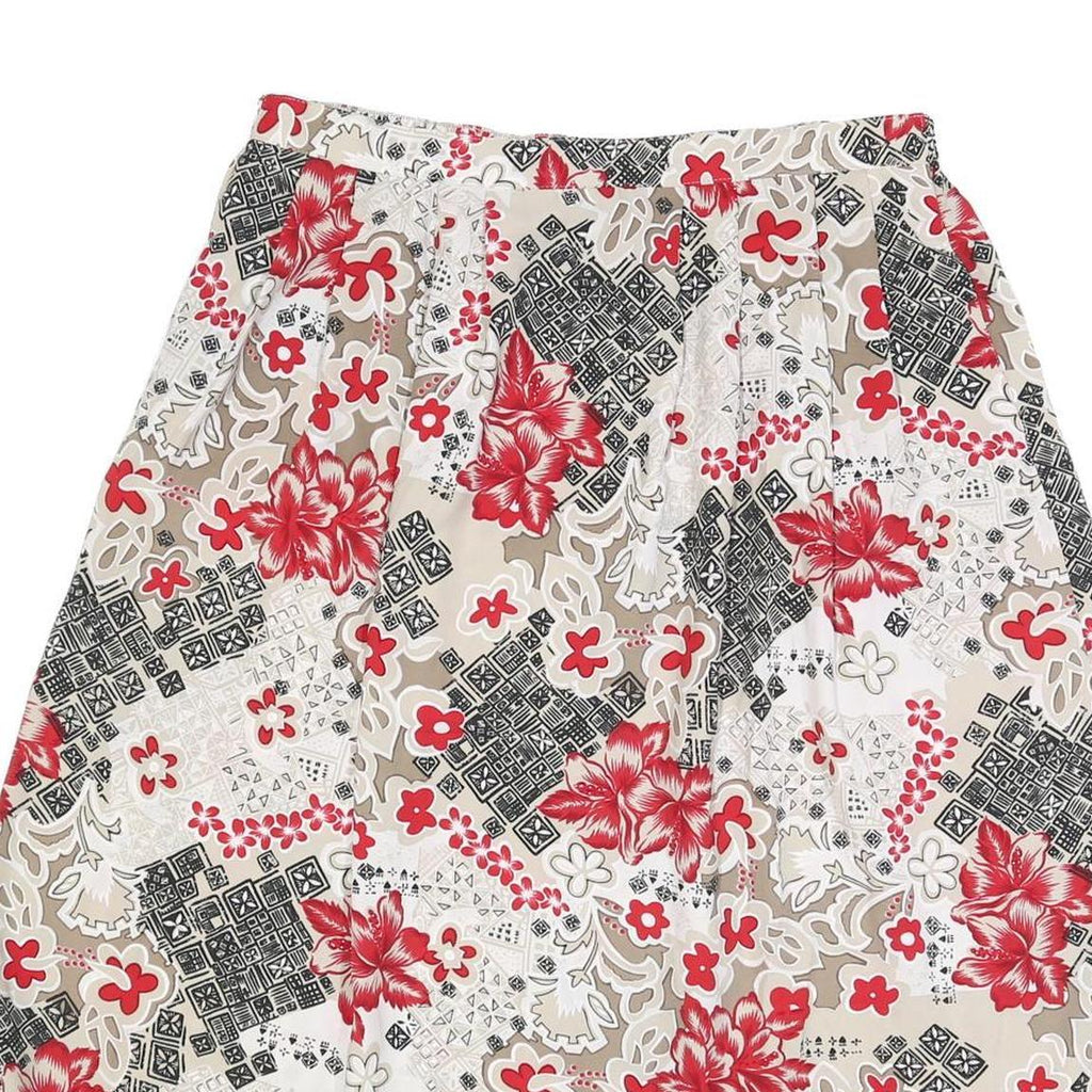 SAG HARBOR Womens Red Beige Floral Print A-Line Knee Length Polyester Blend