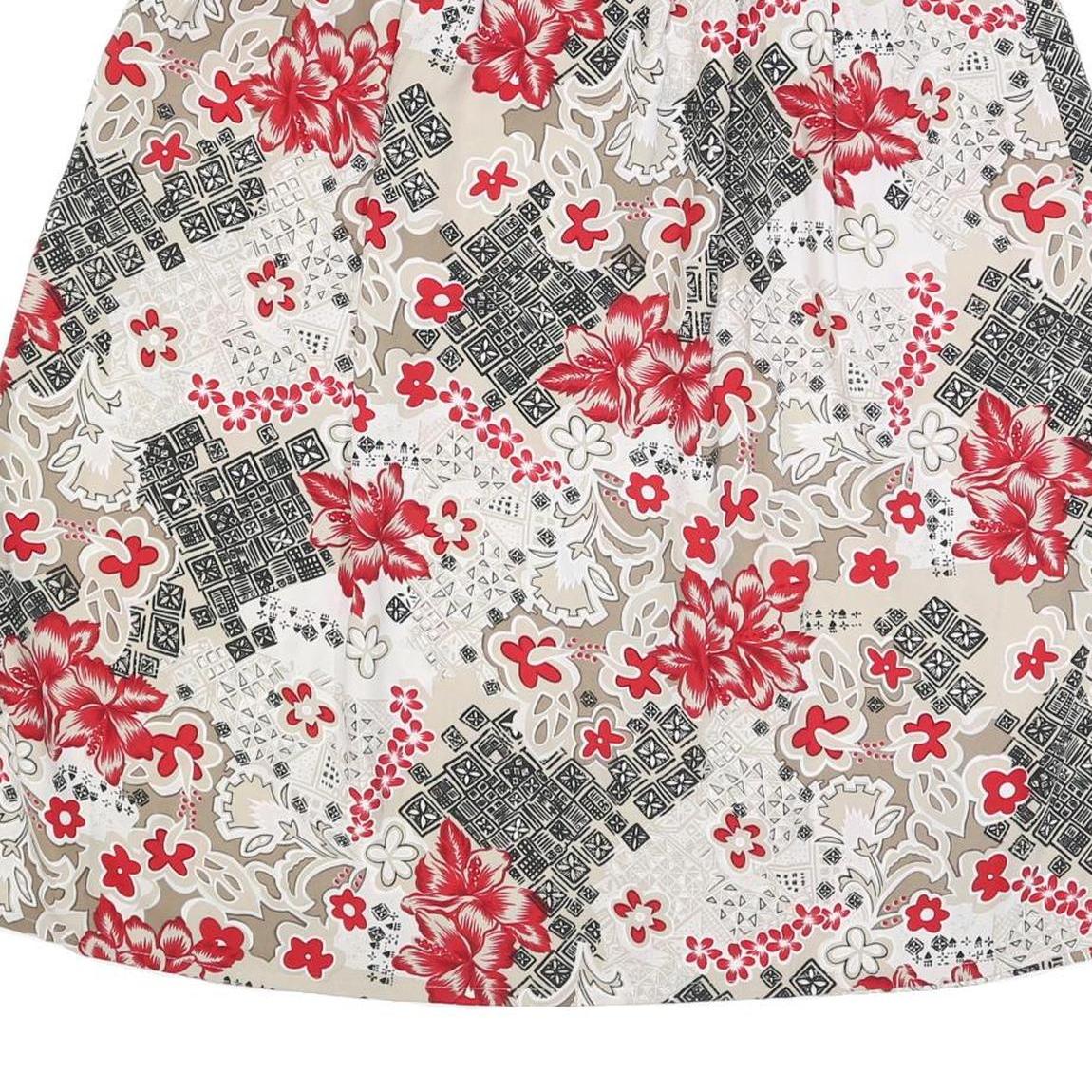 SAG HARBOR Womens Red Beige Floral Print A-Line Knee Length Polyester Blend