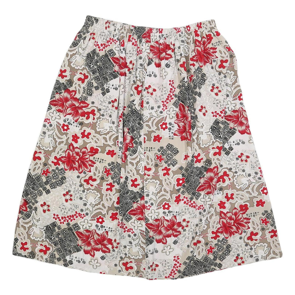 SAG HARBOR Womens Red Beige Floral Print A-Line Knee Length Polyester Blend