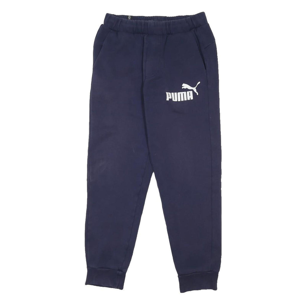 PUMA Mens Joggers Navy Blue S W28 L28 Cotton Blend Regular Tapered Fit