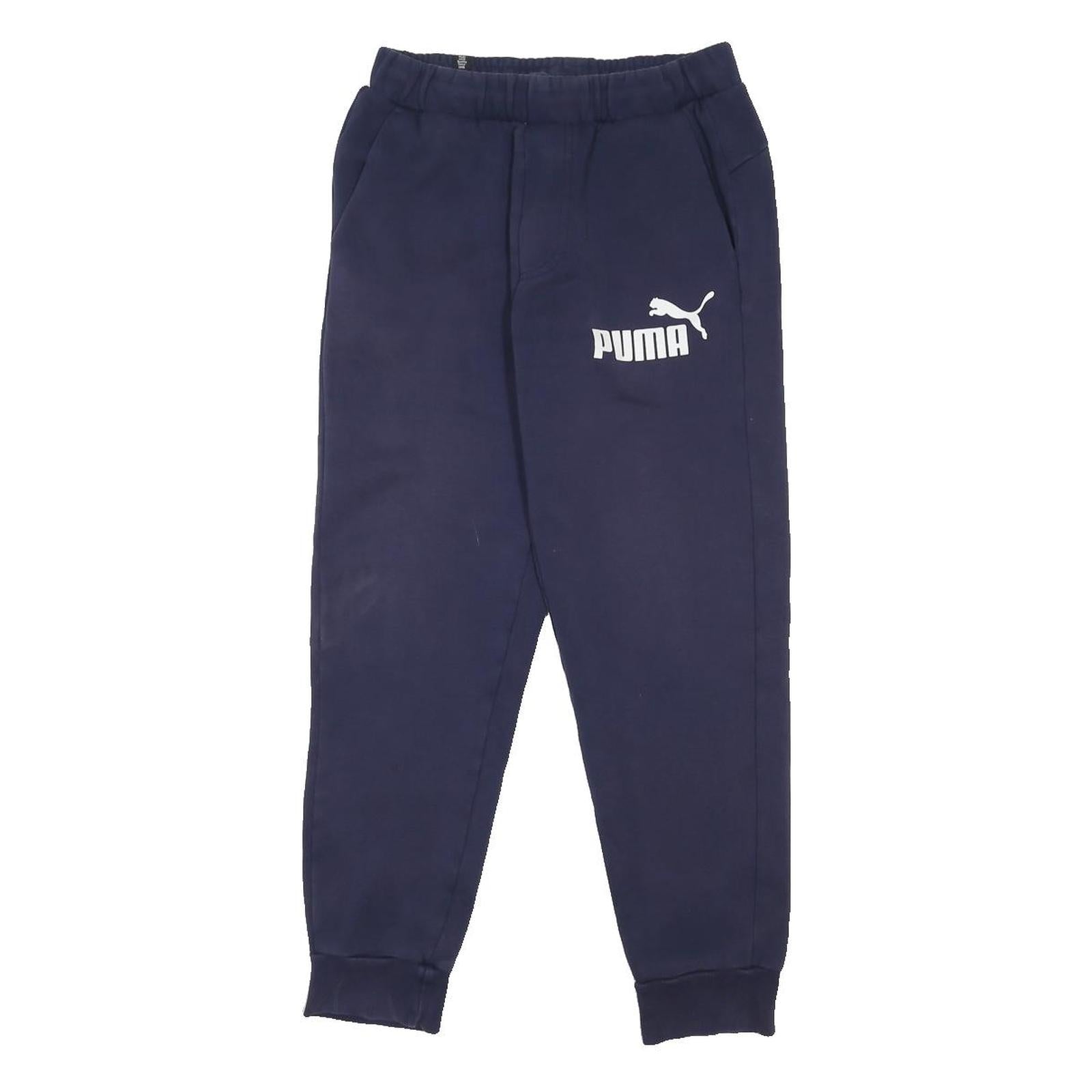 PUMA Mens Joggers Navy Blue S W28 L28 Cotton Blend Regular Tapered Fit