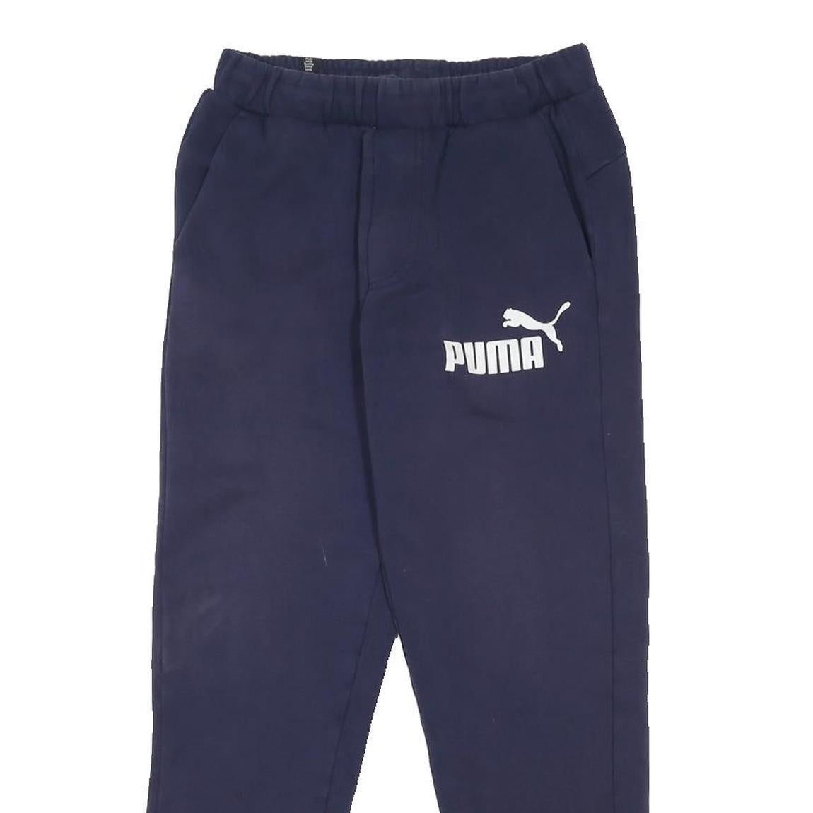PUMA Mens Joggers Navy Blue S W28 L28 Cotton Blend Regular Tapered Fit