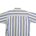 ALECANDER JULIAN Mens Blue & Beige Striped Cotton Shirt L Button-Down Collar