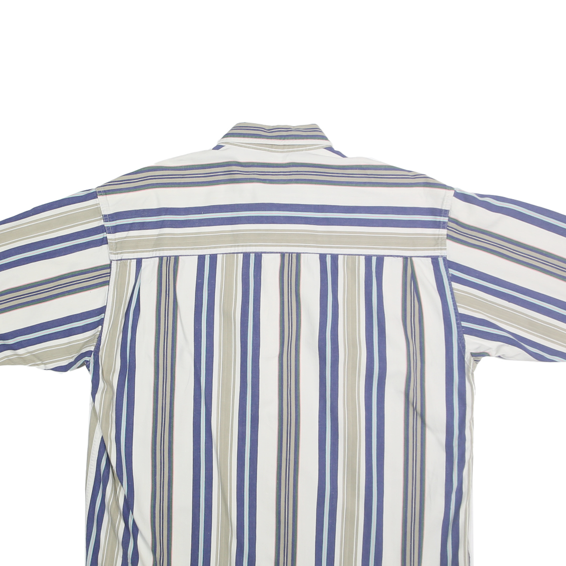 ALECANDER JULIAN Mens Blue & Beige Striped Cotton Shirt L Button-Down Collar