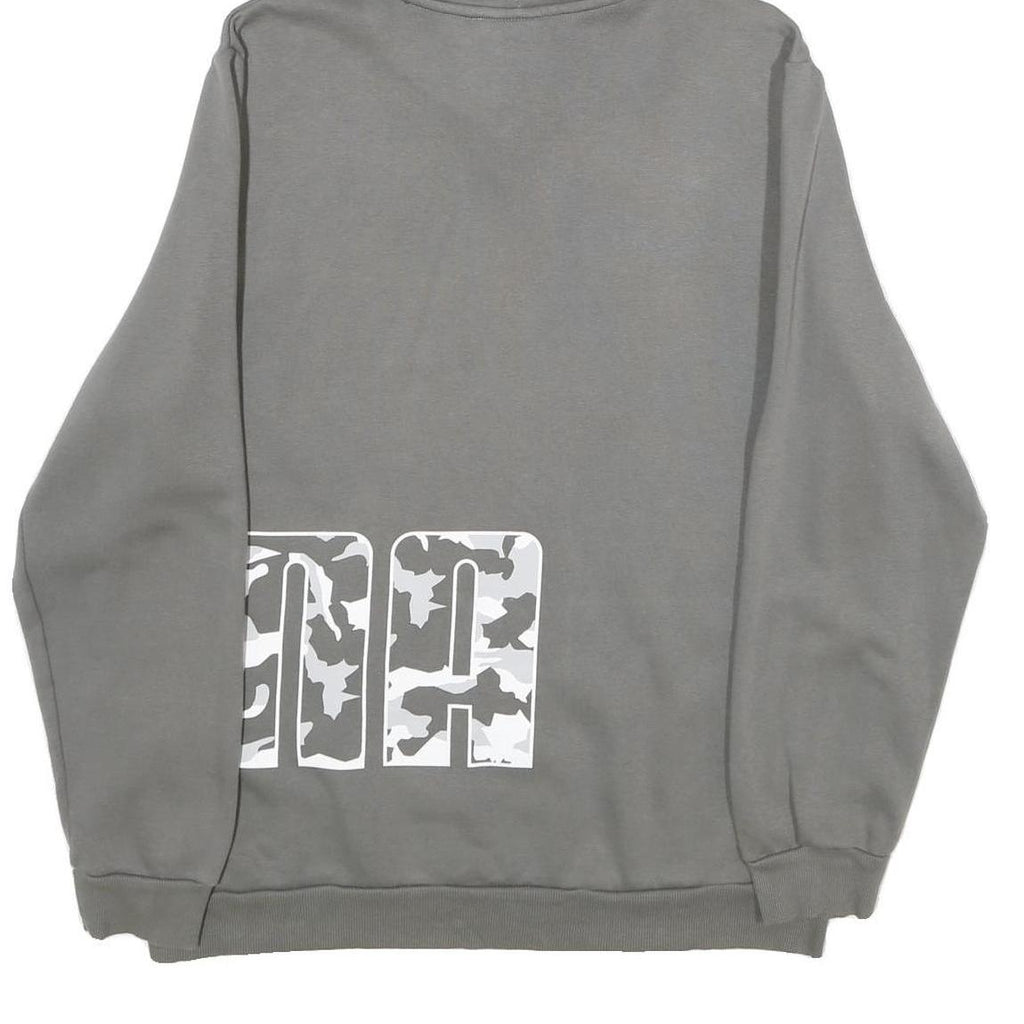 PUMA Mens Grey Hoodie L Cotton Blend Logo Print Pullover Sweatshirt
