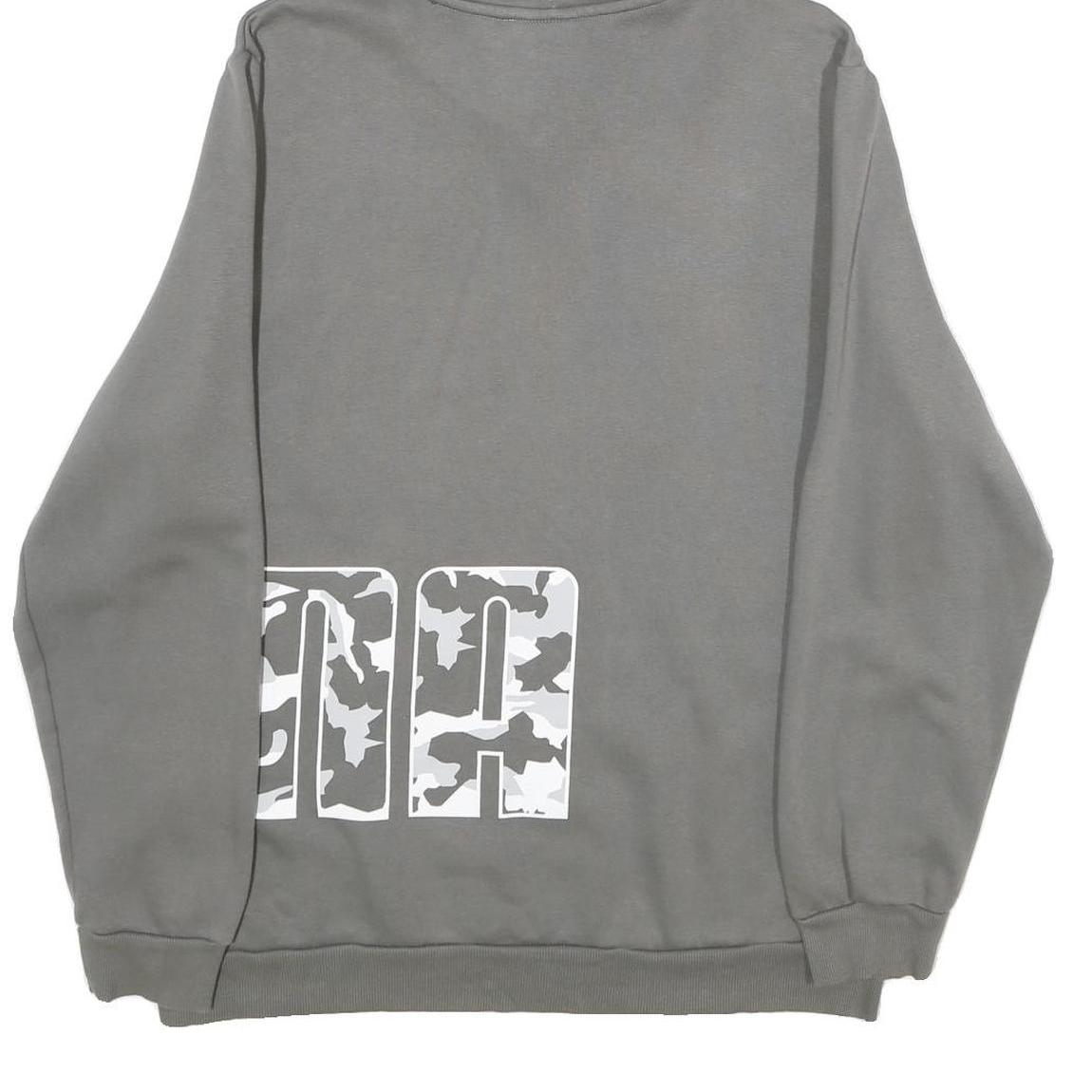 PUMA Mens Grey Hoodie L Cotton Blend Logo Print Pullover Sweatshirt