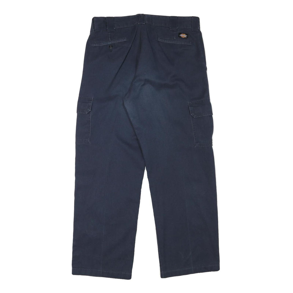 DICKIES Mens Cotton Blend Navy Regular Fit Straight Leg Trousers W35 L30
