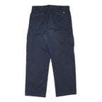 DICKIES Mens Cotton Blend Navy Regular Fit Straight Leg Trousers W35 L30