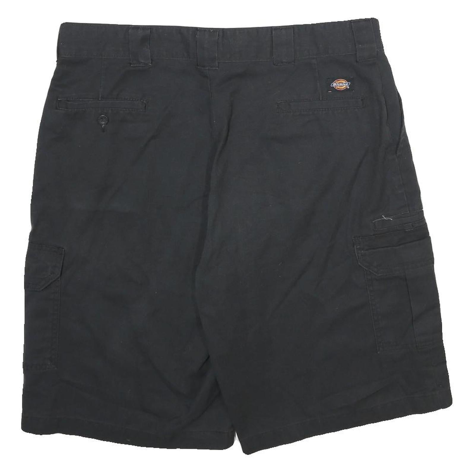 DICKIES Mens Black Cargo Shorts XL W38 Polyester Blend Workwear Casual