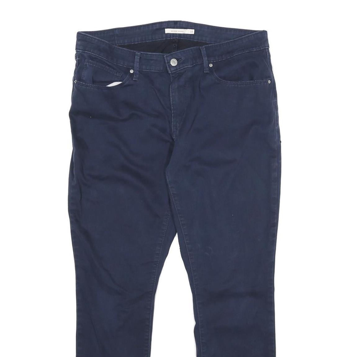 LEVI'S Womens Slim Navy Blue Cotton Blend Trousers W33 L30 Zip Casual Fit