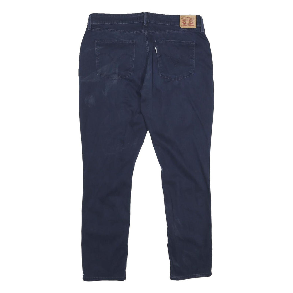 LEVI'S Womens Slim Navy Blue Cotton Blend Trousers W33 L30 Zip Casual Fit
