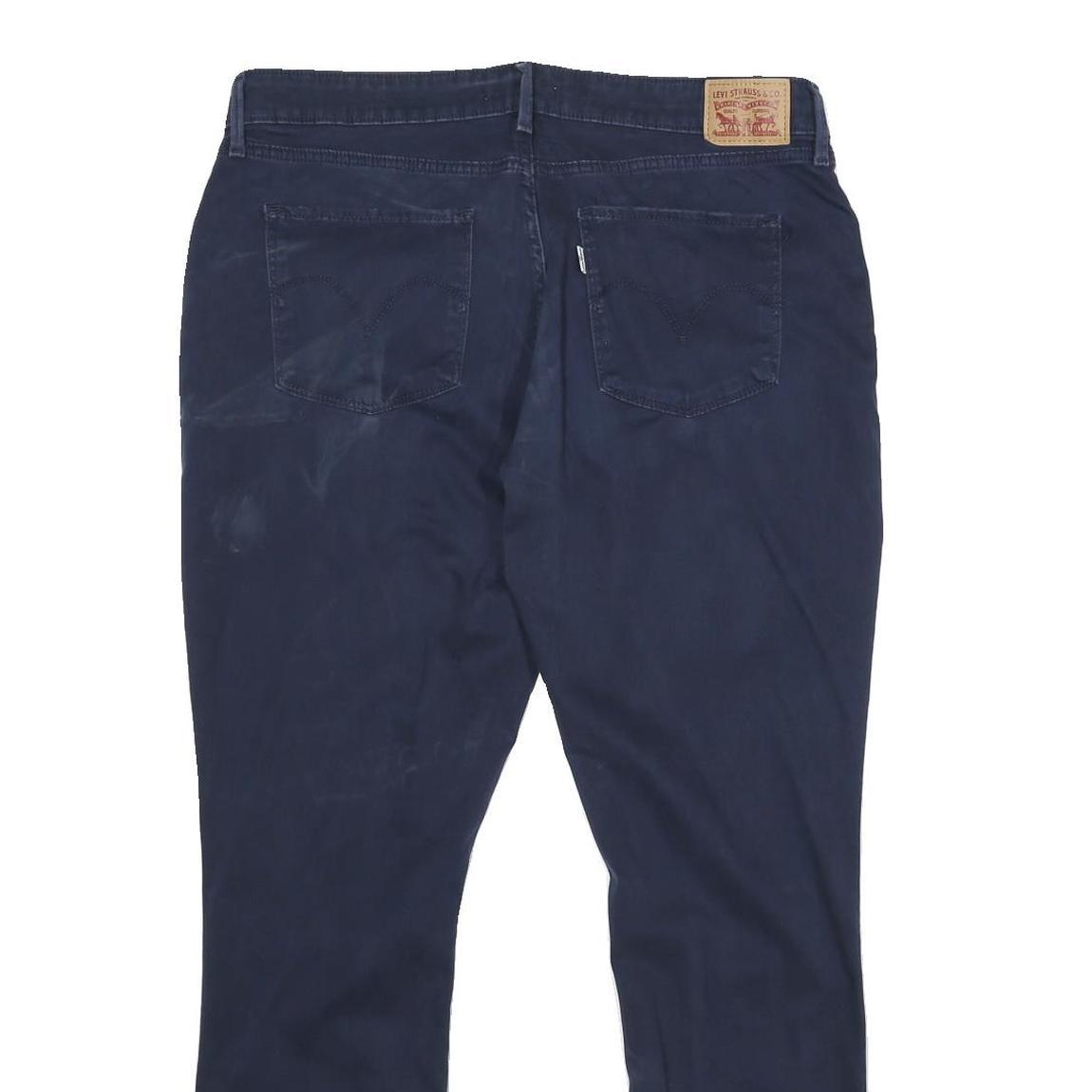 LEVI'S Womens Slim Navy Blue Cotton Blend Trousers W33 L30 Zip Casual Fit