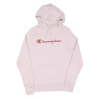 CHAMPION Womens Pink Hoodie S Cotton Pullover Classic Logo Sweatshirt