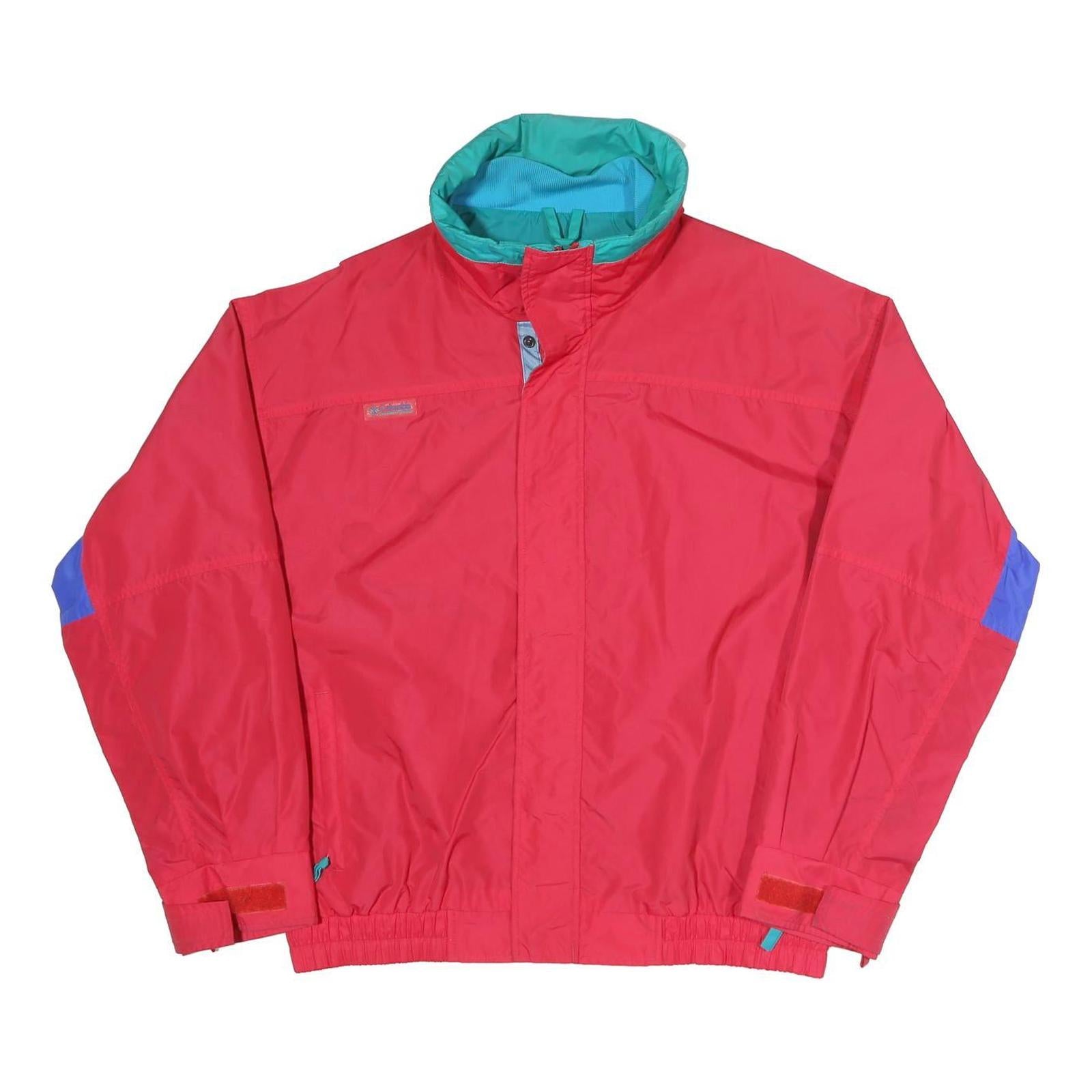 COLUMBIA Mens Red & Blue Outdoor Jacket L Polyester Blend Zip Bugaboo