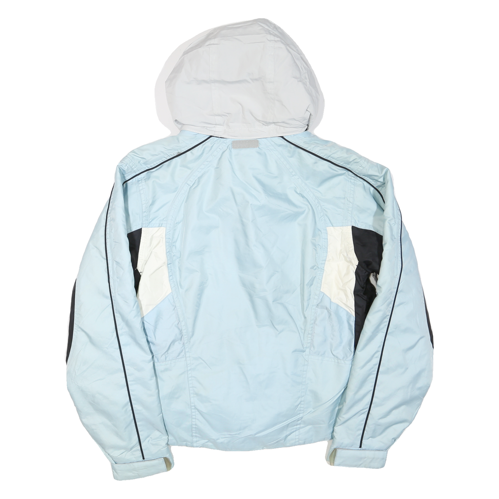Womens Blue & White Zip Jacket M Polyester Blend Plain Hooded Casual Outdoor