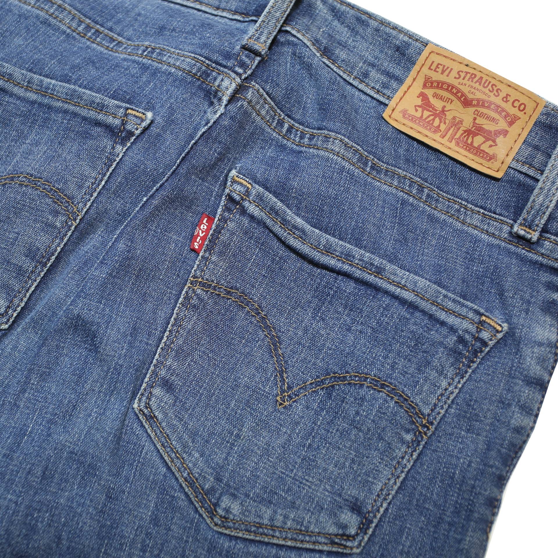 LEVI'S 721 Womens Jeans Blue Slim Skinny Denim Medium W26 L32 Classic Zip Fit