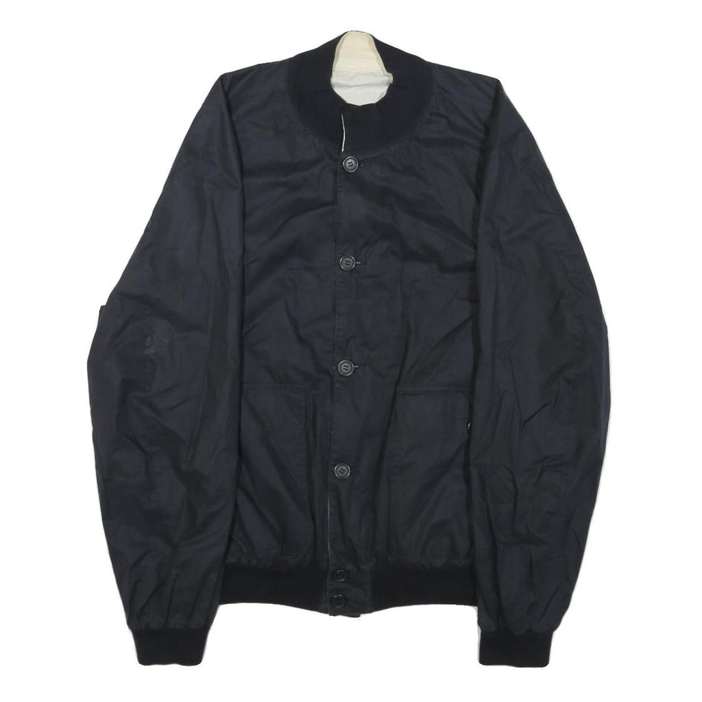 LONGHI Mens Black Reversible Cotton Blend Button Jacket XL Plain Stylish