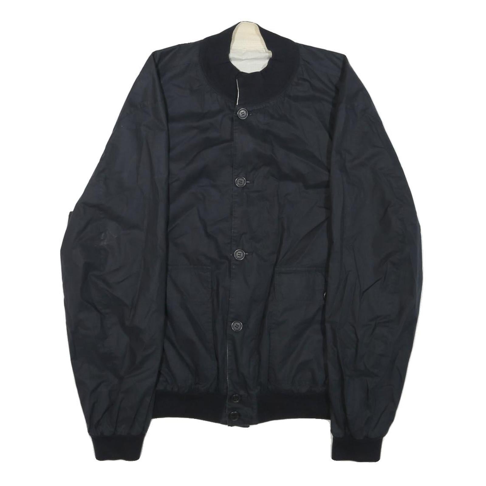 LONGHI Mens Black Reversible Cotton Blend Button Jacket XL Plain Stylish