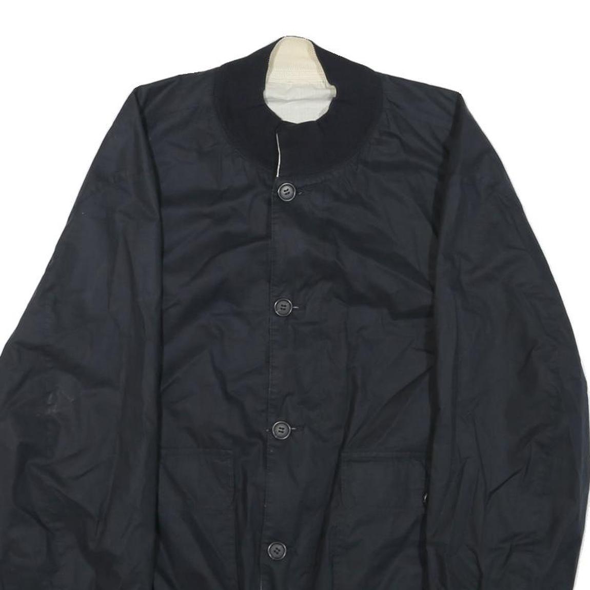 LONGHI Mens Black Reversible Cotton Blend Button Jacket XL Plain Stylish