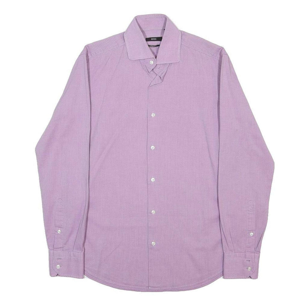 BOSS HUGO BOSS Mens Purple Shirt S Cotton Long Sleeve Button Closure Smart