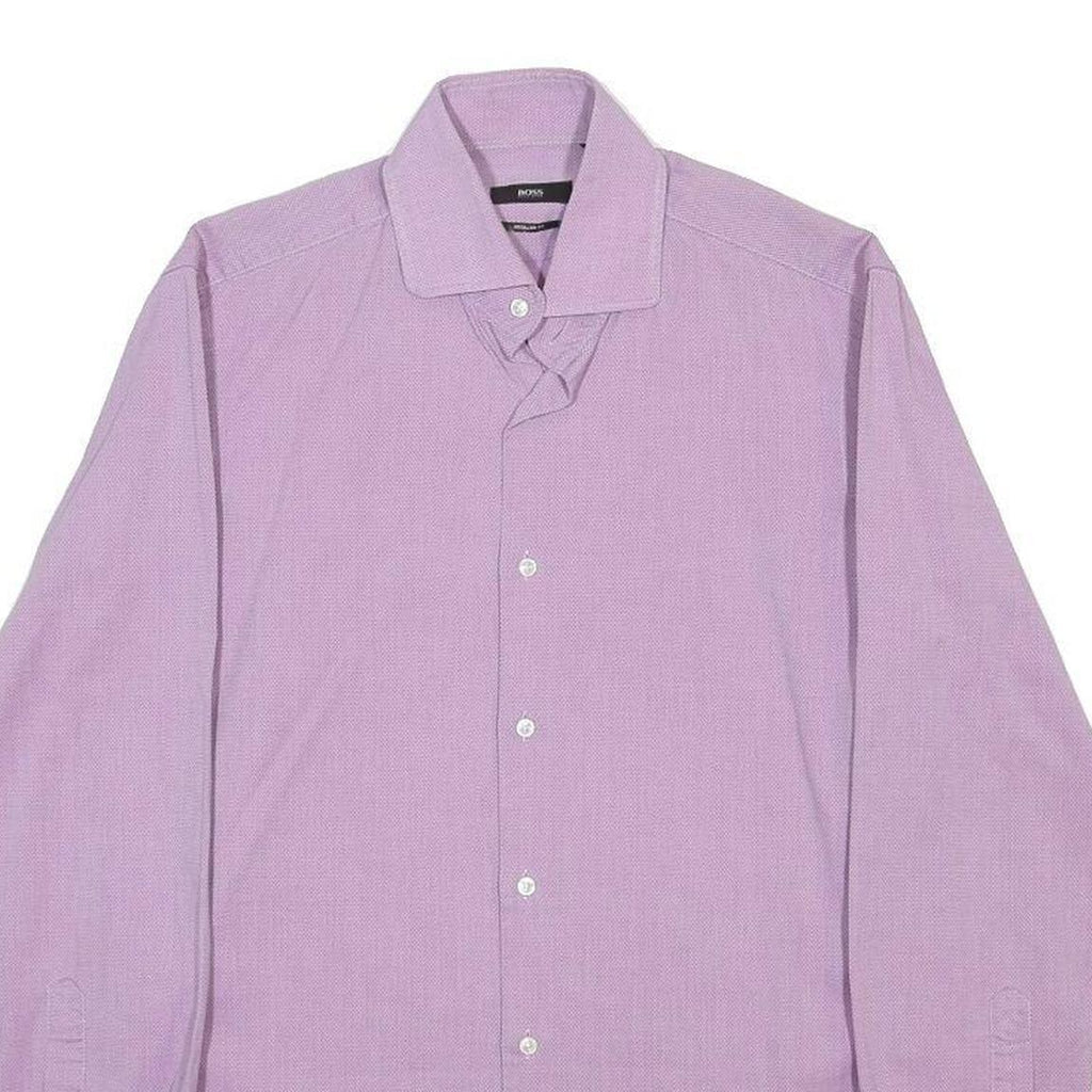 BOSS HUGO BOSS Mens Purple Shirt S Cotton Long Sleeve Button Closure Smart
