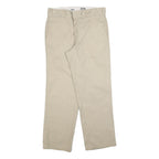 DICKIES Mens Cotton Blend Beige Regular Straight Trousers W34 L30 Workwear