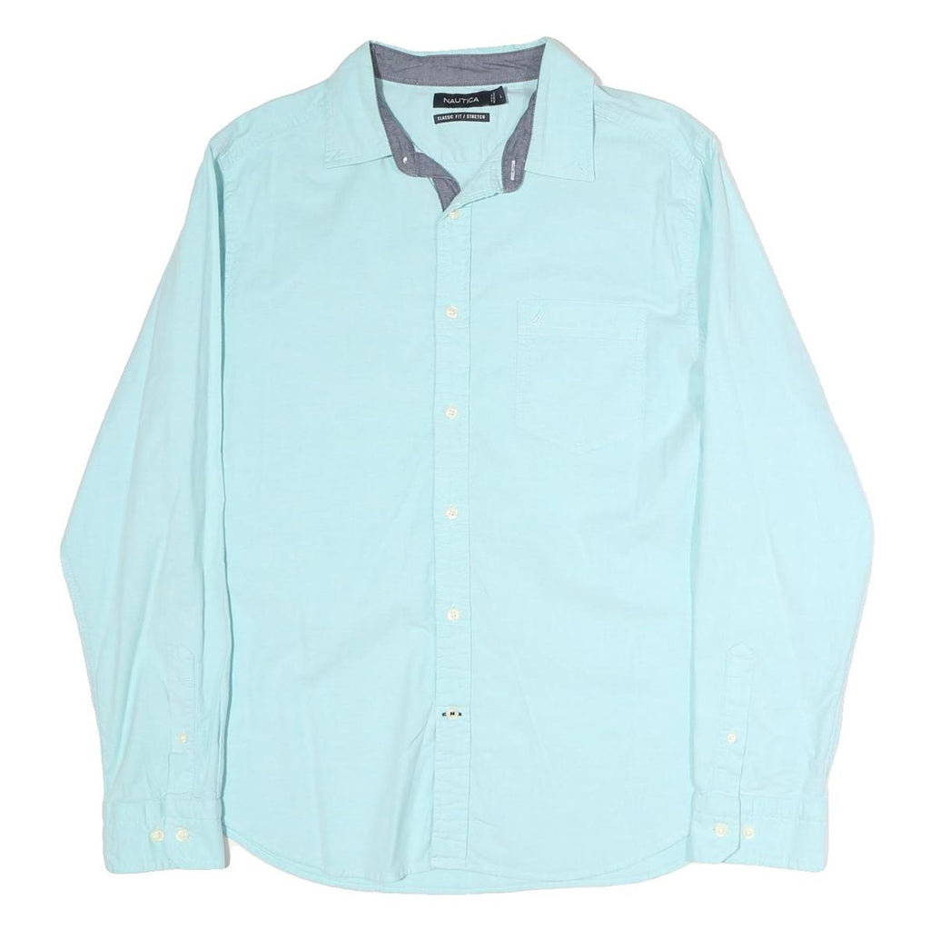 NAUTICA Mens Blue Classic Fit L Long Sleeve Cotton Shirt Casual Smart