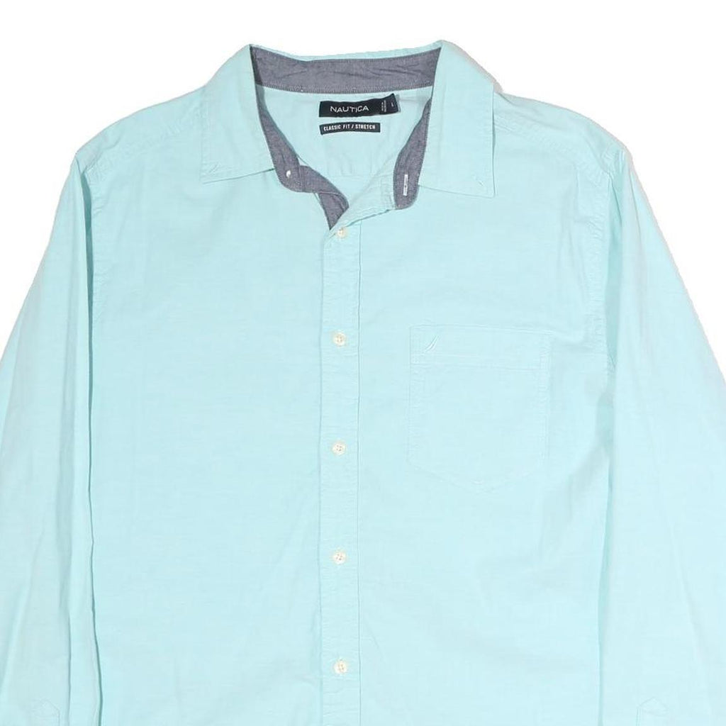 NAUTICA Mens Blue Classic Fit L Long Sleeve Cotton Shirt Casual Smart