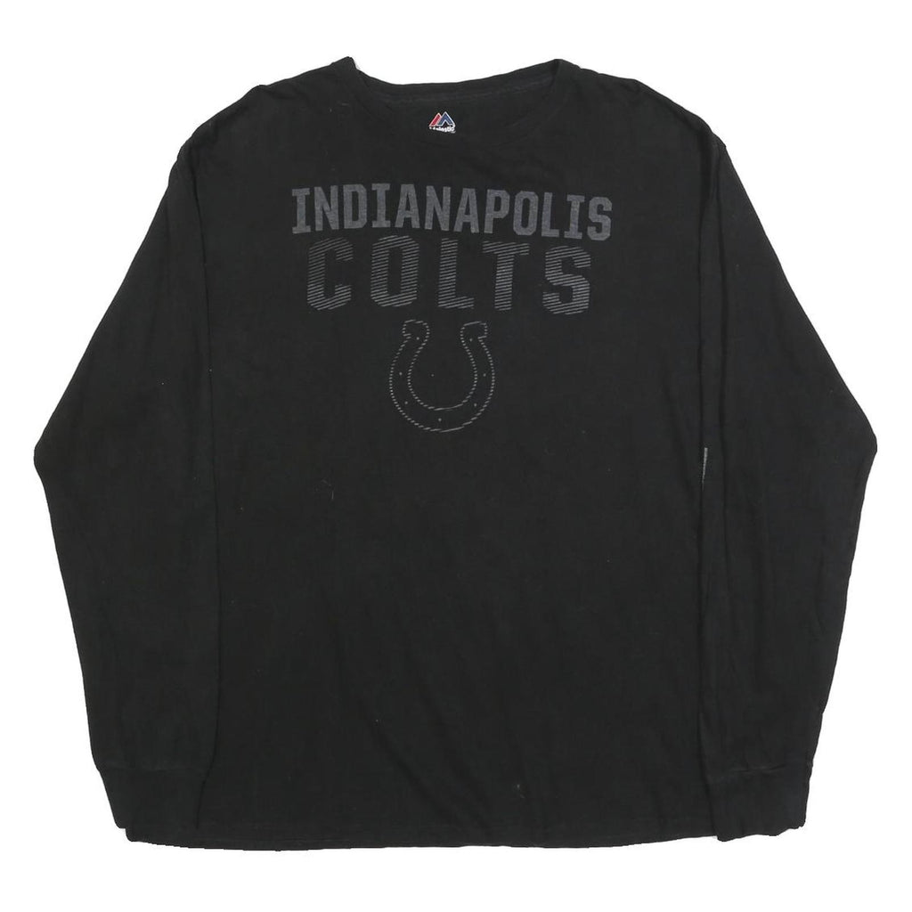 MAJESTIC Mens Black Indianapolis Colts Graphic T-Shirt XL Long Sleeve Crew Neck
